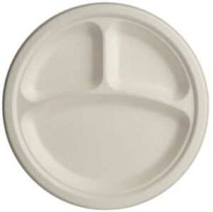 Compostable Plate 10" Sugarcane 3 Compartment
