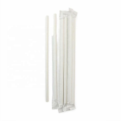 Compostable Straws White Paper Wrapped 250