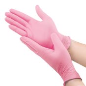 Pink nitrile gloves size S from Selco Hygiene