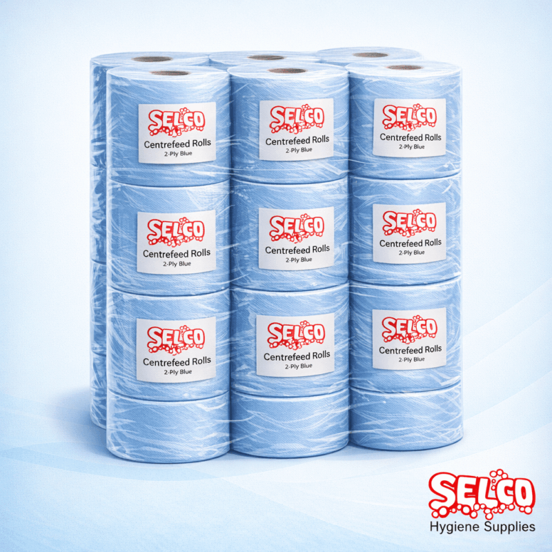 Blue centrefeed roll bulk price Ireland 30 pack 2 ply wiping paper