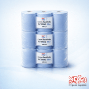 Blue centrefeed rolls 30 roll deal Ireland bulk 2 ply embossed wiper rolls