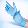 Box of blue nitrile medical grade examination gloves powder free