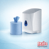 Blue centrefeed roll deal including 12 rolls and a free professional white dispenser