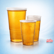 Disposable plastic pint and half pint glasses in bulk cases for Irish bars