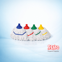 A professional 250g Exel Revolution socket mop head with blue stayflat band and looped yarn Ireland