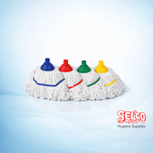 A professional 250g Exel Revolution socket mop head with blue stayflat band and looped yarn Ireland
