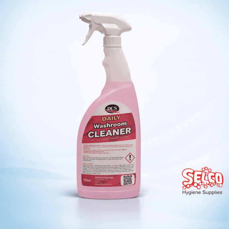 A 750ml trigger spray bottle of Flyte Daily Washroom Cleaner and Descaler