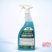 Professional kitchen sanitiser spray bottle for daily surface cleaning.