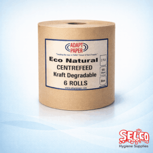 Natural brown centrefeed roll price Ireland recycled kraft 2 ply paper