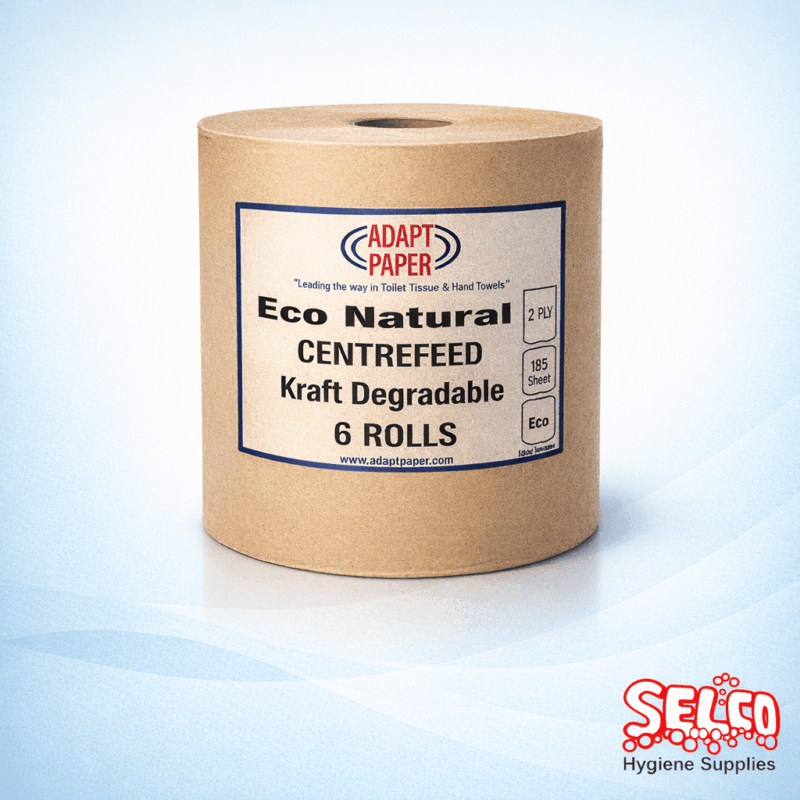 Natural brown centrefeed roll price Ireland recycled kraft 2 ply paper