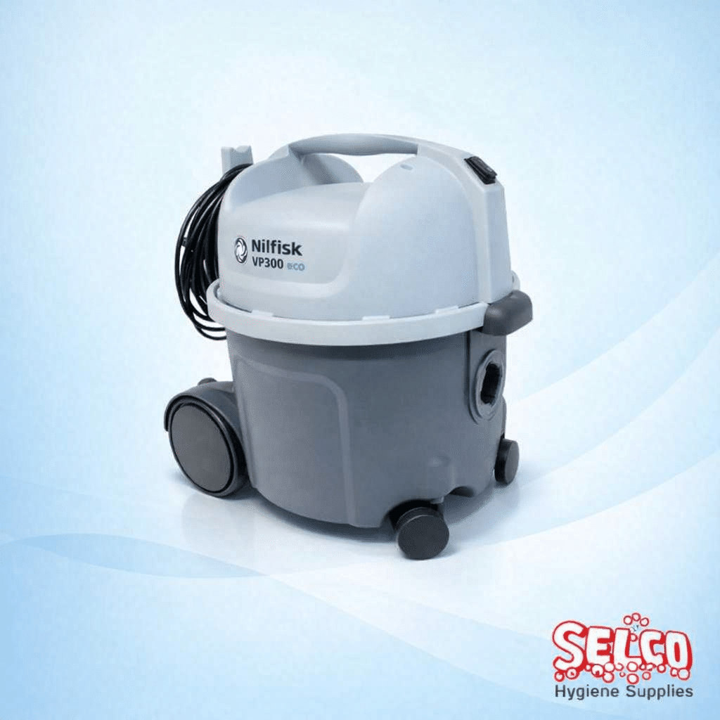 Nilfisk VP300 HEPA commercial vacuum cleaner with 10L capacity and 5 free bags