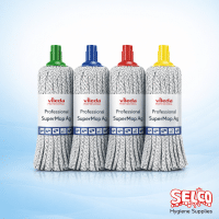 A genuine Vileda SuperMocio microfibre mop head refill in white and blue Ireland