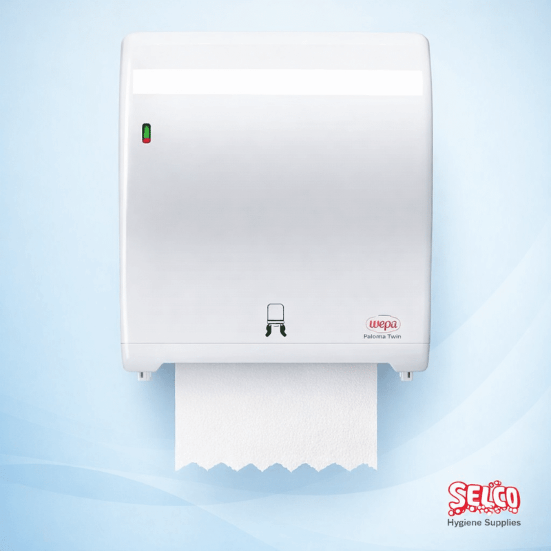 WEPA Pro AutoCut roll hand towel dispenser in a professional white finish