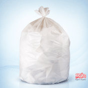 A roll of 50 strong white office swing bin liners with easy-tear perforations