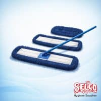 A complete Dust Beater dust control sweeper with break-frame and handle