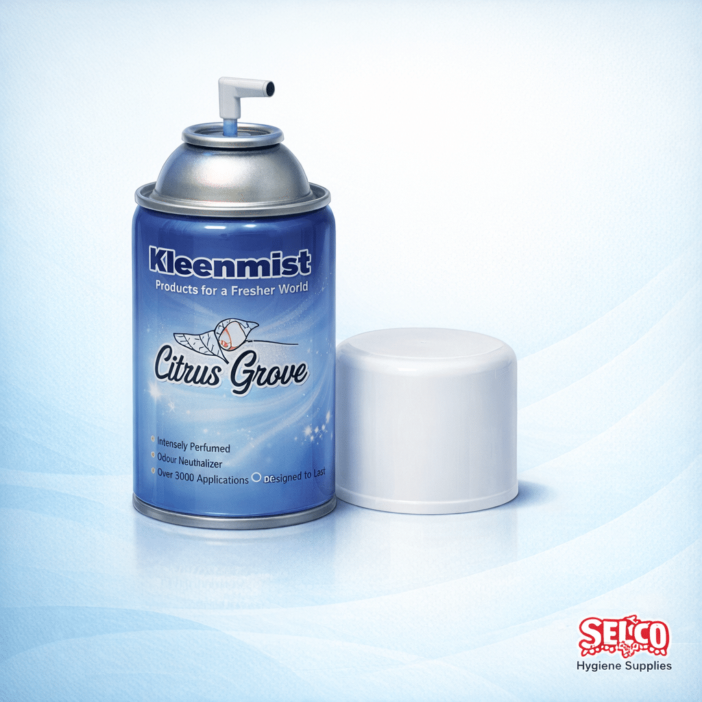 A 250ml Kleenmist automatic air freshener aerosol refill tin for commercial dispensers Ireland