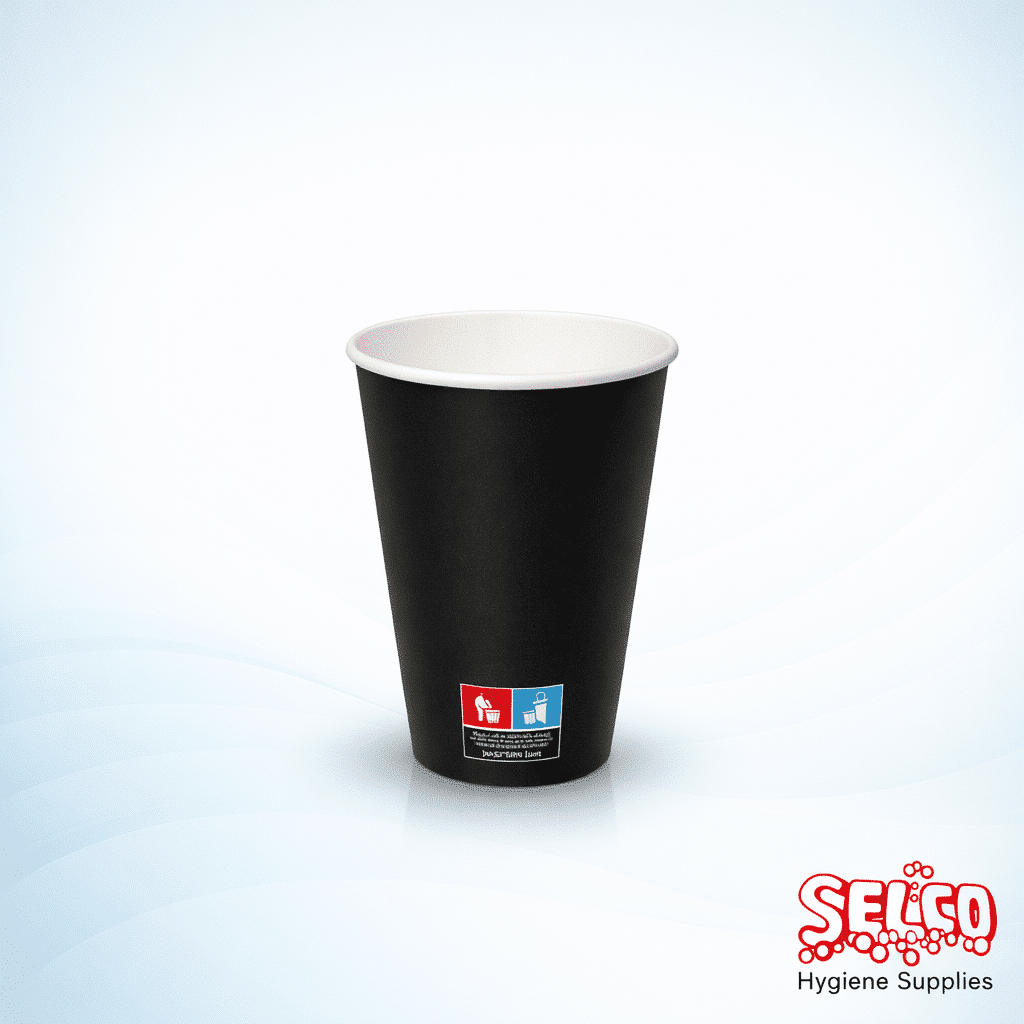 12oz Hot Drink Cups Black Ripple Embossed 500 Pack - Coffee & Tea