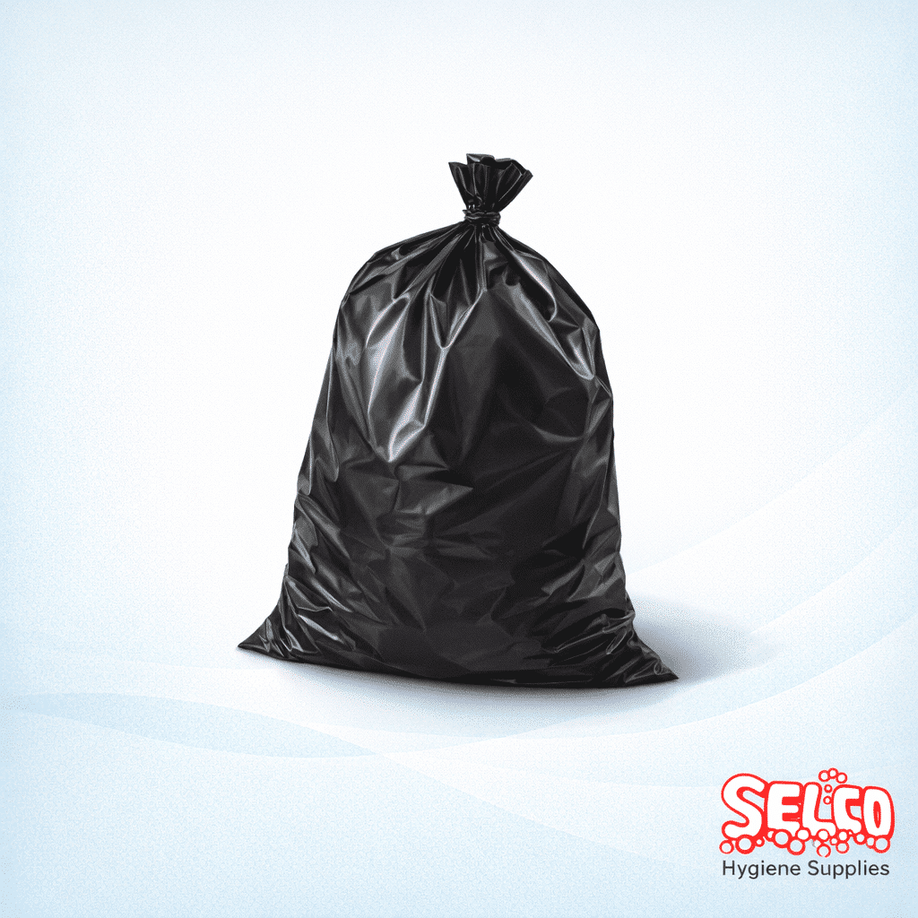 45 & 90 Litre Pedal Bin Bags 38x42 - Black & Green Eco - 100 per case