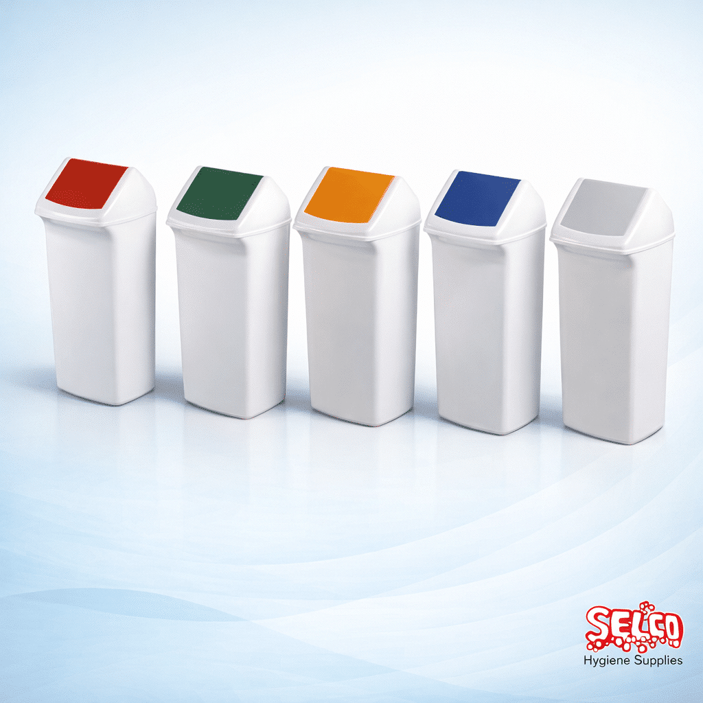 Swing Top Bin 50L - 50lt - Green - Yellow - Red - White