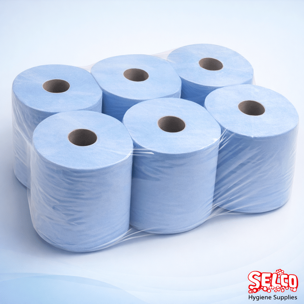 Blue Centrepull Wipe Quality Centrefeed Roll - The Chefs Choice