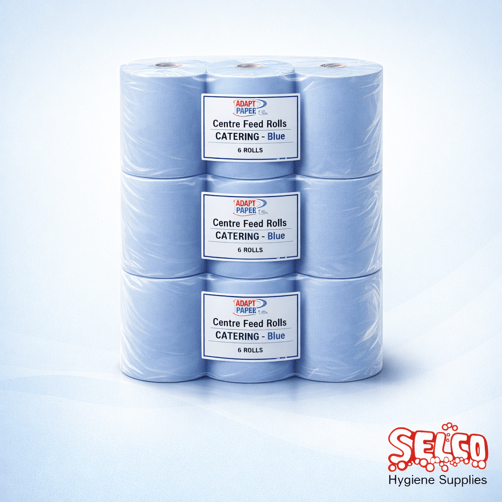 Centrefeed Blue Wiper Rolls 30 Roll Deal 5Pk - Kitchen Catering Wipe