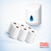 Alternative view of Centre Pull Wipe Roll 2ply White 144mt Centrefeed - 6 rolls