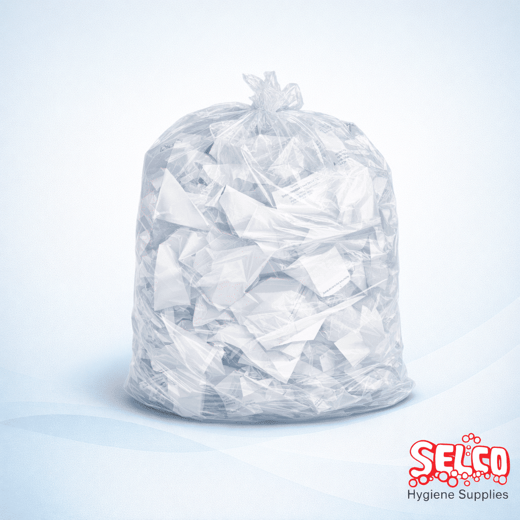 Clear Compactor Sack on Roll 29 x 38 x 40 - 4 Rolls - 25 bags