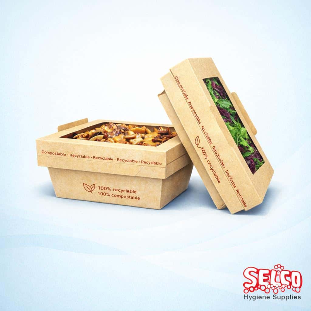 Food Box & Lids Compostable Board 850ml & 1200ml - 160 per case
