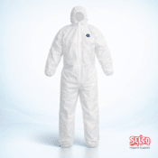 Tyvek type coverall suit with hood ppe - White - Commercial Supply