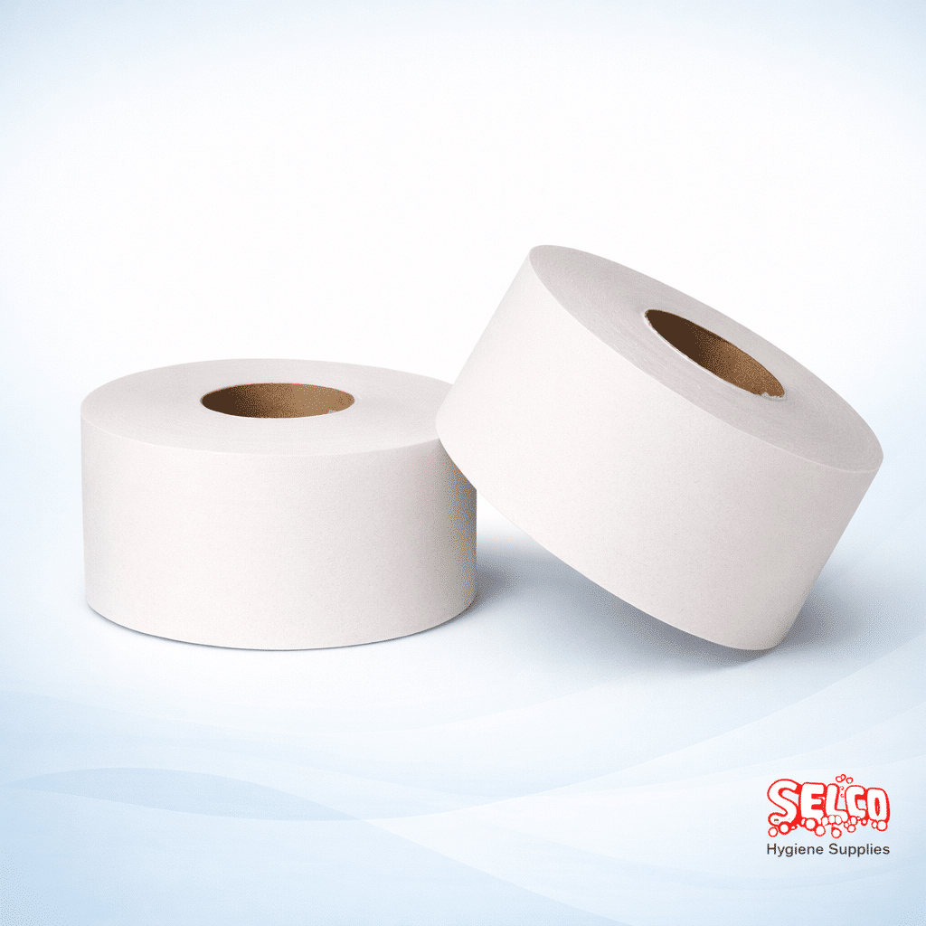 Mini Jumbo Toilet Roll 2ply 12 pack (Easy Flush Tissue) - 12 Rolls