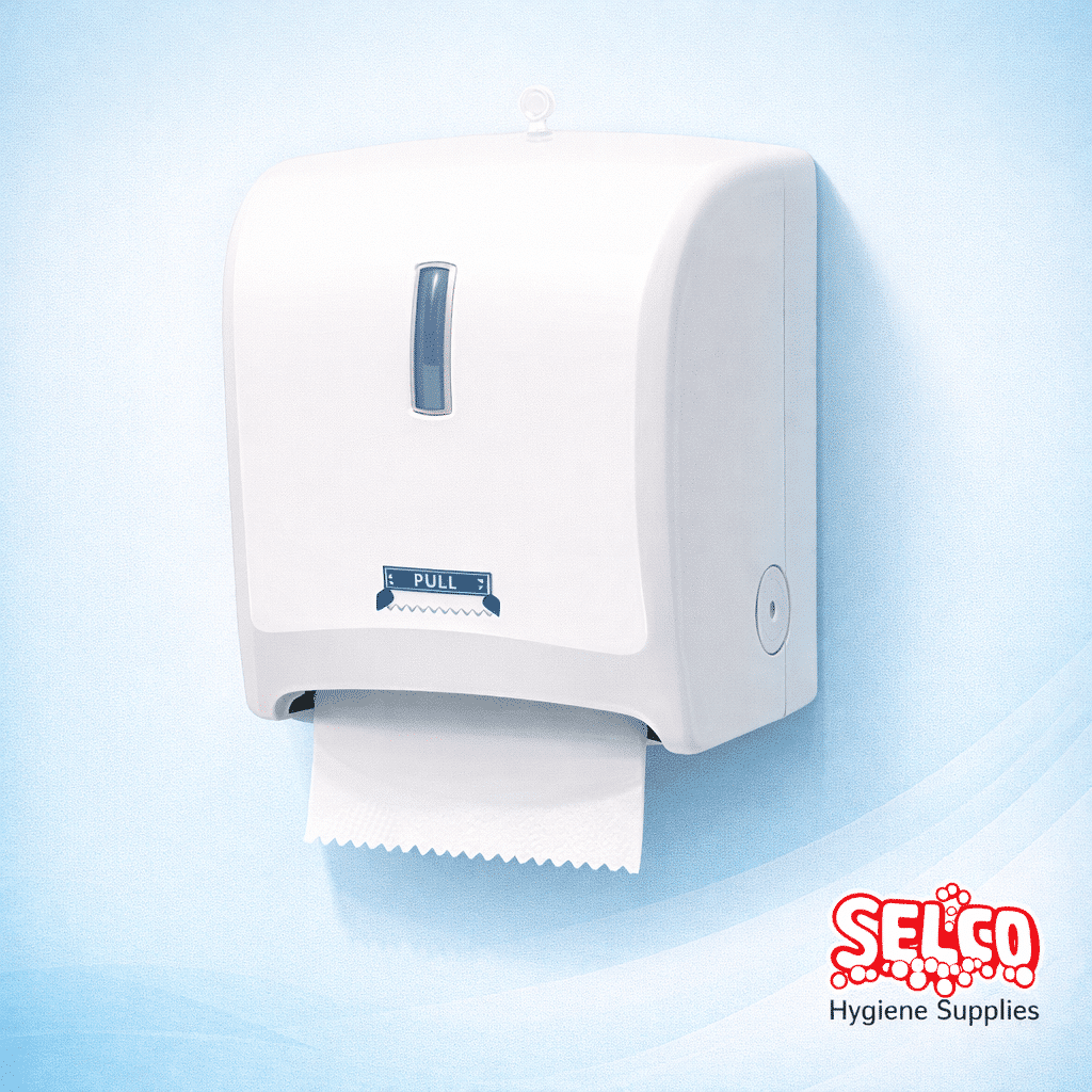 System Roll Hand Towel Dispenser - Auto Cut Towel - Easy Pull One Sheet