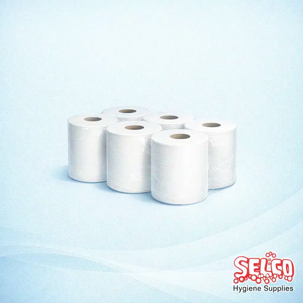 Mini Jumbo Toilet Roll 2ply 12 pack (Easy Flush Tissue) - 12 Rolls - Image 2