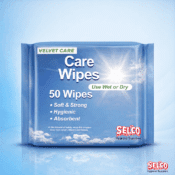 Care Wipe - Velvet Care- Wet or Dry - Nursinghome - 50 wipes