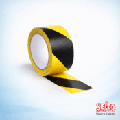 Yellow and Black Safety Floor Tape - Covid - 50mm - 33 m - 50 mm